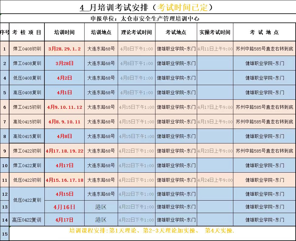 2024年4月培訓考試安排已定,請悉知!(圖1) 2024年4月培訓考試安排已定,請悉知!(圖1)